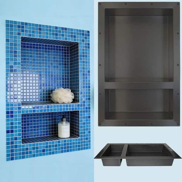Shower Niche17 in. W x 25 in. H x 3.8 in. D Outer Size Ready Niche for Bathroom Recessed Shower Box in Matte Black