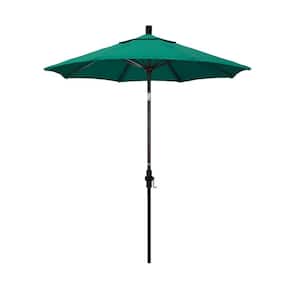 7.5 ft. Bronze Aluminum Market Collar Tilt Crank Lift Patio Umbrella in Spectrum Aztec Sunbrella