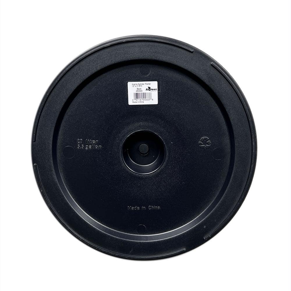 Black Composite Round Outdoor Flower Planters (Set of 2)