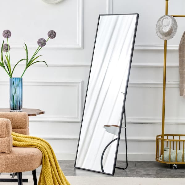 20 in. W x 63 in. H Black Metal Frame Full-Length Floor Standing Mirror, Wall Mounted Mirror