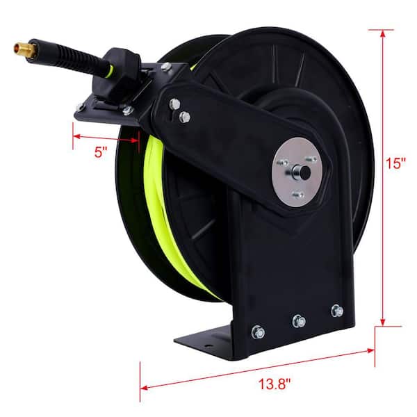 Amucolo Black Retractable Air Hose Reel With 3/8 in. x 50 ft., Heavy-Duty Steel  Hose Reel Auto Rewind Pneumatic GH-CYW4-958 - The Home Depot