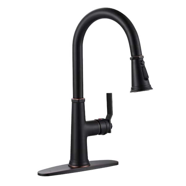 16.7 in. Oil Rubbed Bronze 3-Mode Pull Down Sprayer Kitchen Faucet with 360° Spout Swivel in Stainless Steel