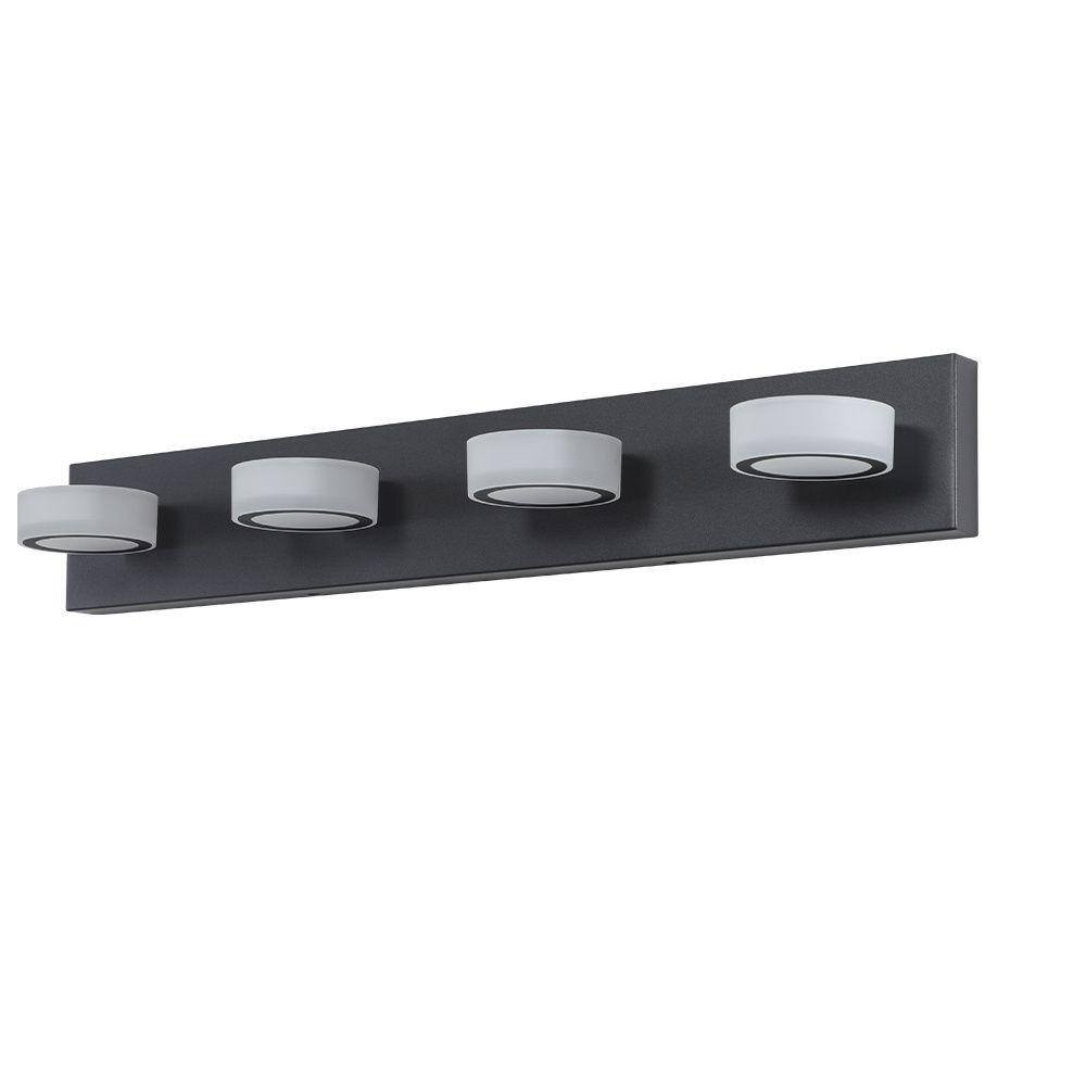 29.1 in. 4-Light Modern Black LED Vanity Light Fixture Over Mirror Bath Wal