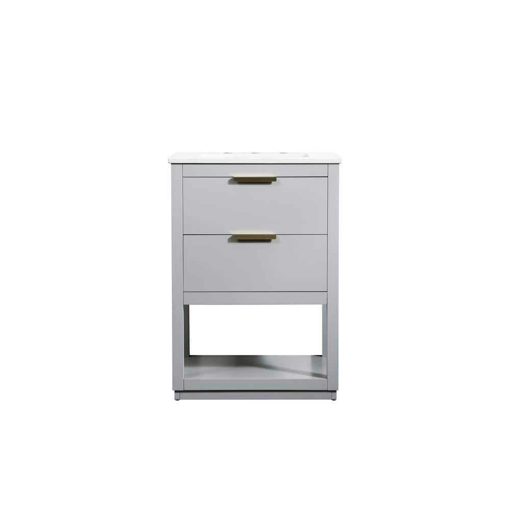Simply Living 24 in. W x 19 in. D x 34 in. H Bath Vanity in Grey with Calac