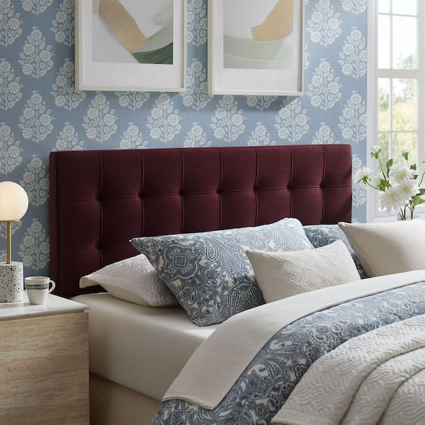 Lily Stain-Resistant Performance Velvet Full Size Headboard in Mulberry