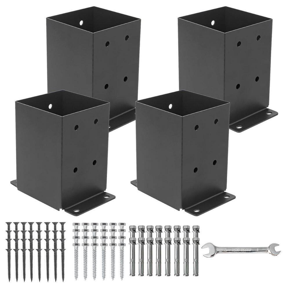 4 Pcs 4x4 Post Base Post Brackets, Heavy Duty Black Metal Powder-Coated Steel Post Anchor Outdoor for Pergola Fence price history on PriceWatchPro