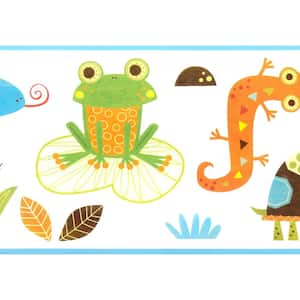 Falkirk Brin Lizard, Turtle, Frog, Crocodile Green, Blue, Orange Wallpaper Border