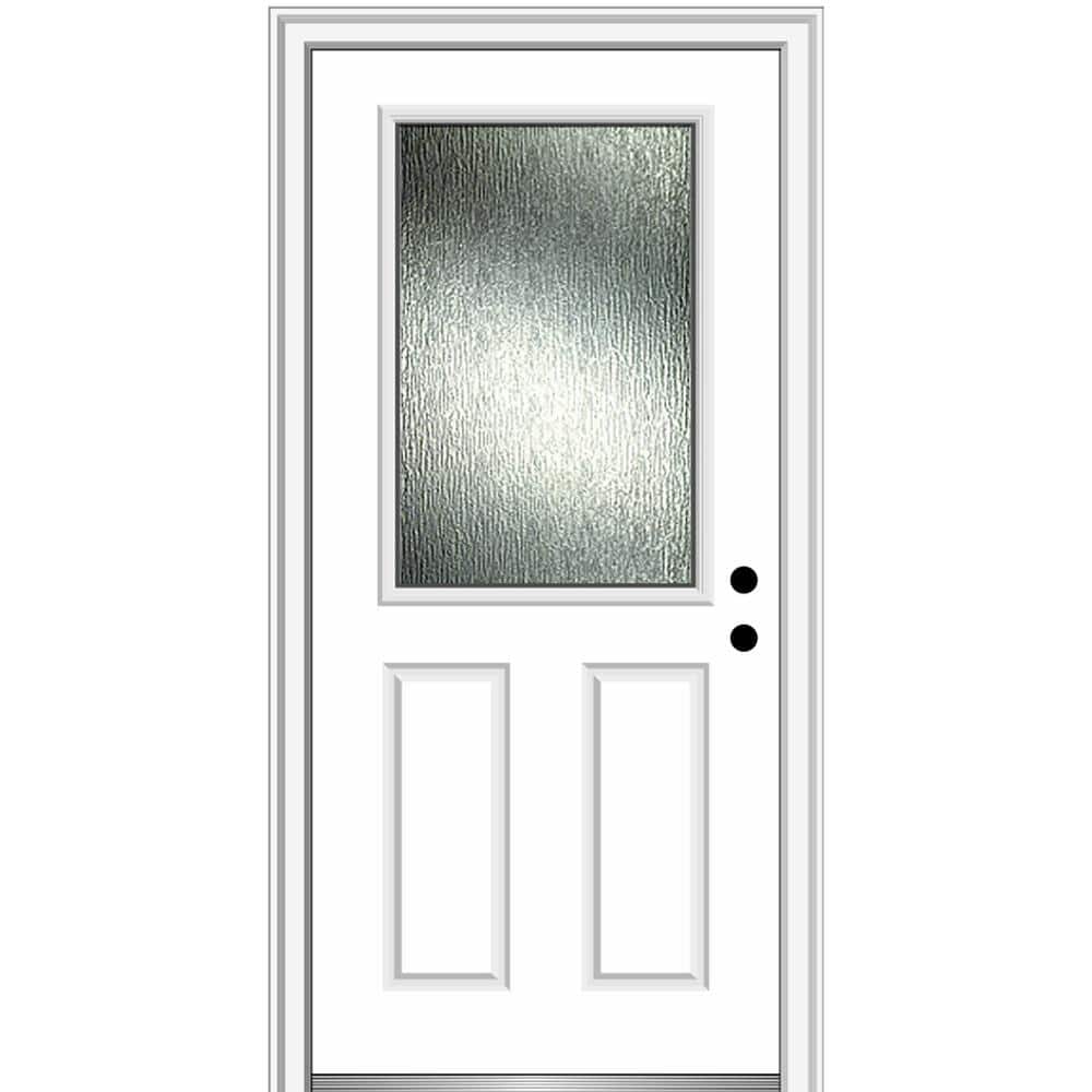 Rain Glass 36 in. x 80 in. Left-Hand Inswing Brilliant White Fiberglass Prehung Front Door on 4-9/16 in. Frame price history on PriceWatchPro