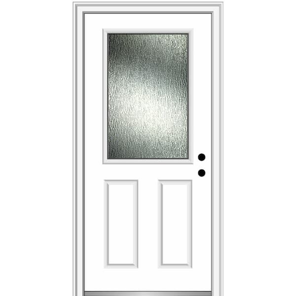 MMI DOOR Rain Glass 36 in. x 80 in. Left-Hand Inswing 1/2 Lite 2-Panel Primed Prehung Front Door on 6-9/16 in. Frame