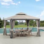 SummerCove Roberts 11 ft. x 13 ft. 2-Tier Light Gray Gazebo  by  Sunjoy