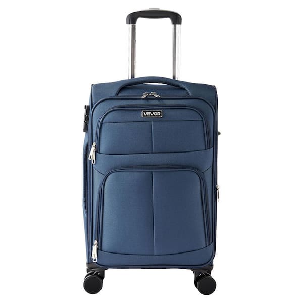 23.23 In.H Blue Softside Expandable Luggage with Spinner Wheels, Lightweight Carry on Suitcase with Zippered Pocket