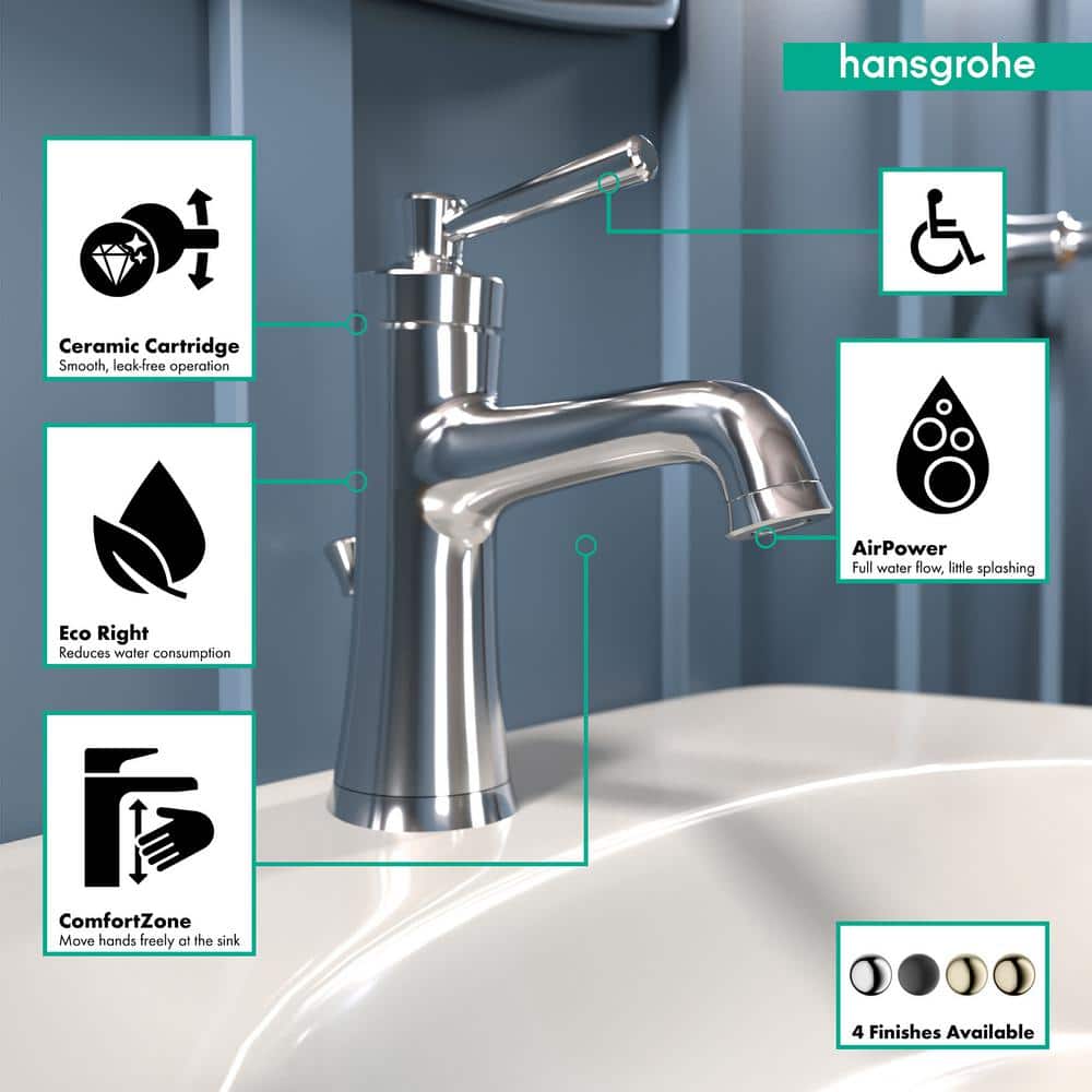 Joleena Chrome Transitional 7.8" Single-Hole Bathroom Faucet with Pop-Up Drain