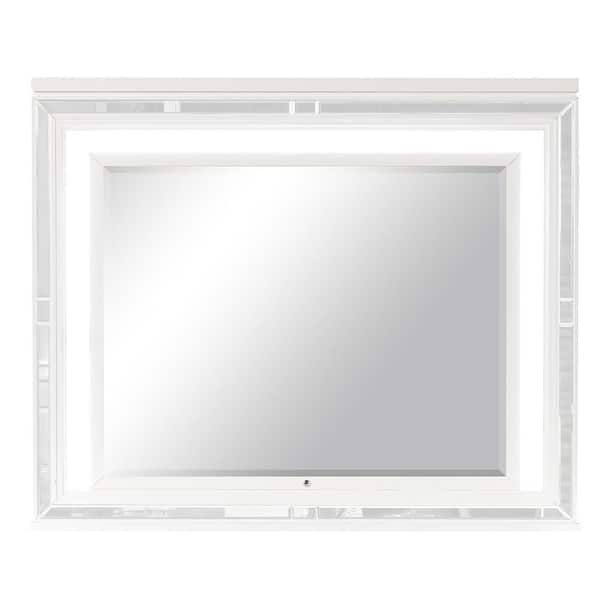 AndMakers Genoa 44 in. W. x 38 in. H Rectangle Framed White Dresser Mirror