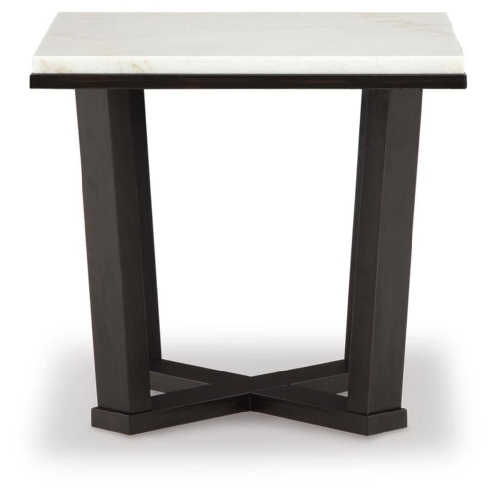 Contemporary Square End Table with White Marble Top