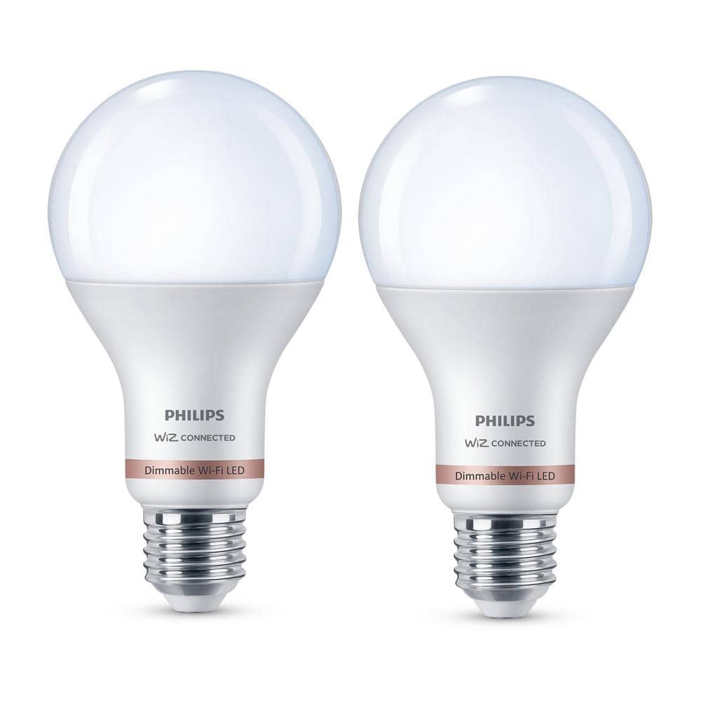 Philips Daylight A21 LED 100-Watt Equivalent Dimmable Smart Wi-Fi Wiz Connected Wireless LED Light Bulb (2-Pack)