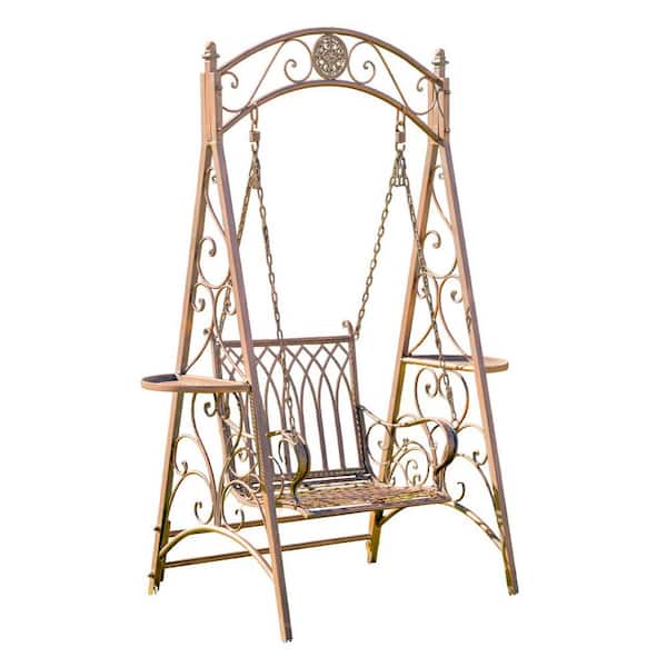 Zaer Ltd. International New York 1-Person Antique Bronze Metal Patio Swing