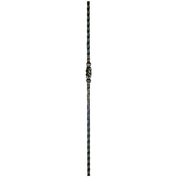 arteferro 44 in. x 9/16 in. Hammered With Single Forged Design Classic Black Powder Coated Wrought Iron Baluster