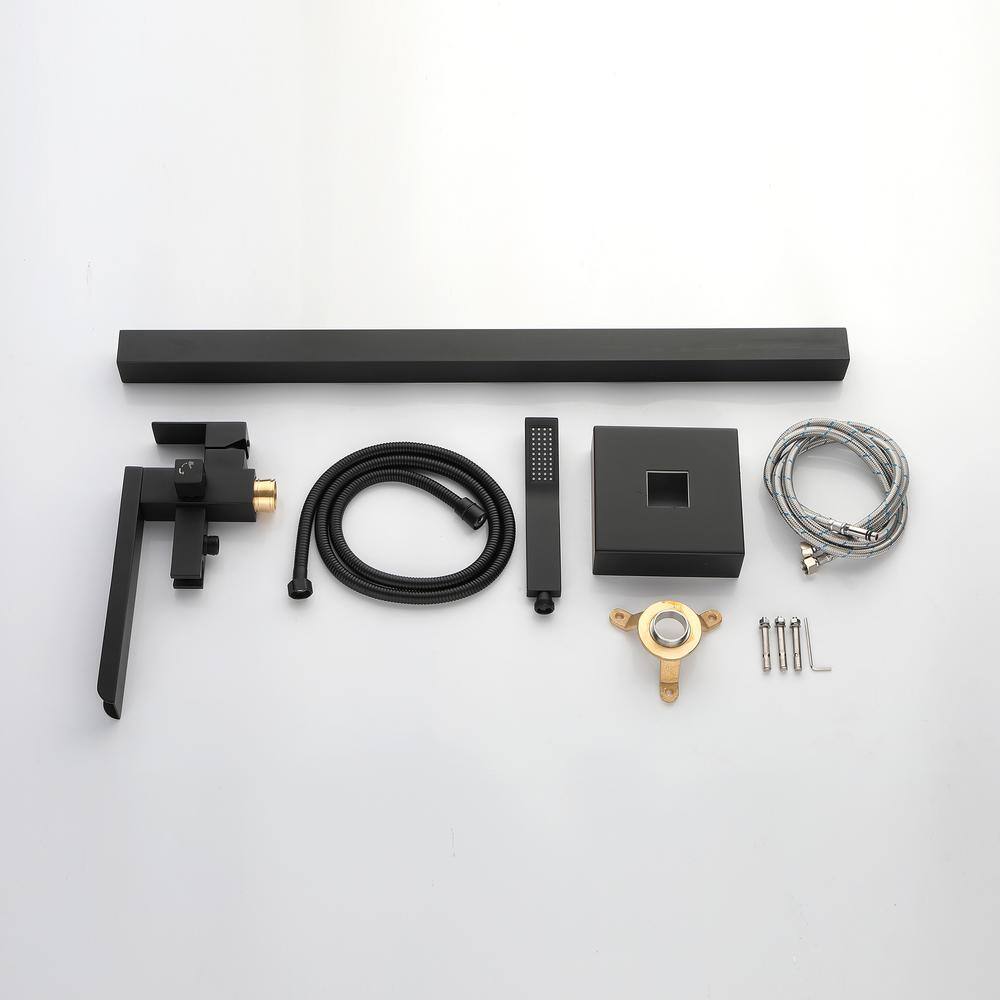 Matte Black Brass Floor-Mounted Freestanding Tub Filler