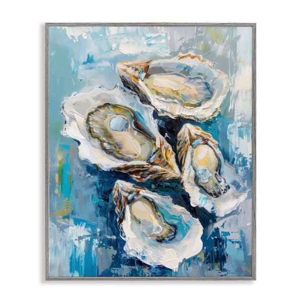 Freshly Shucked Oysters by LSR Design Studio Gray Framed Food Giclee Art Print 30 in. x 24 in.