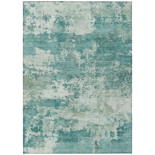 Chantille Machine Washable Indoor/Outdoor Abstract ACN2366 Teal 10 ft. x 14 ft. Area Rug