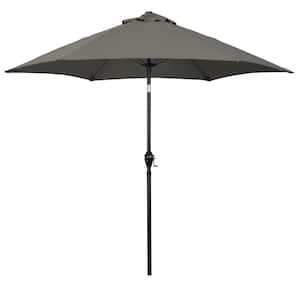 9 ft. Aluminum Market Patio Umbrella with Fiberglass Ribs, Crank Lift and Push-Buttom Tilt in Taupe Polyester