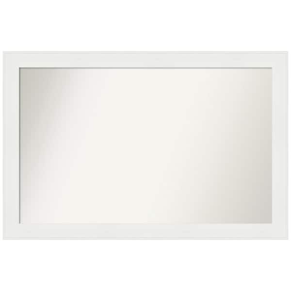 Amanti Art Vanity White Narrow 35.5 in. x 23.5 in. Custom Non-Beveled Recycled Polystyrene Framed Bathroom Vanity Wall Mirror