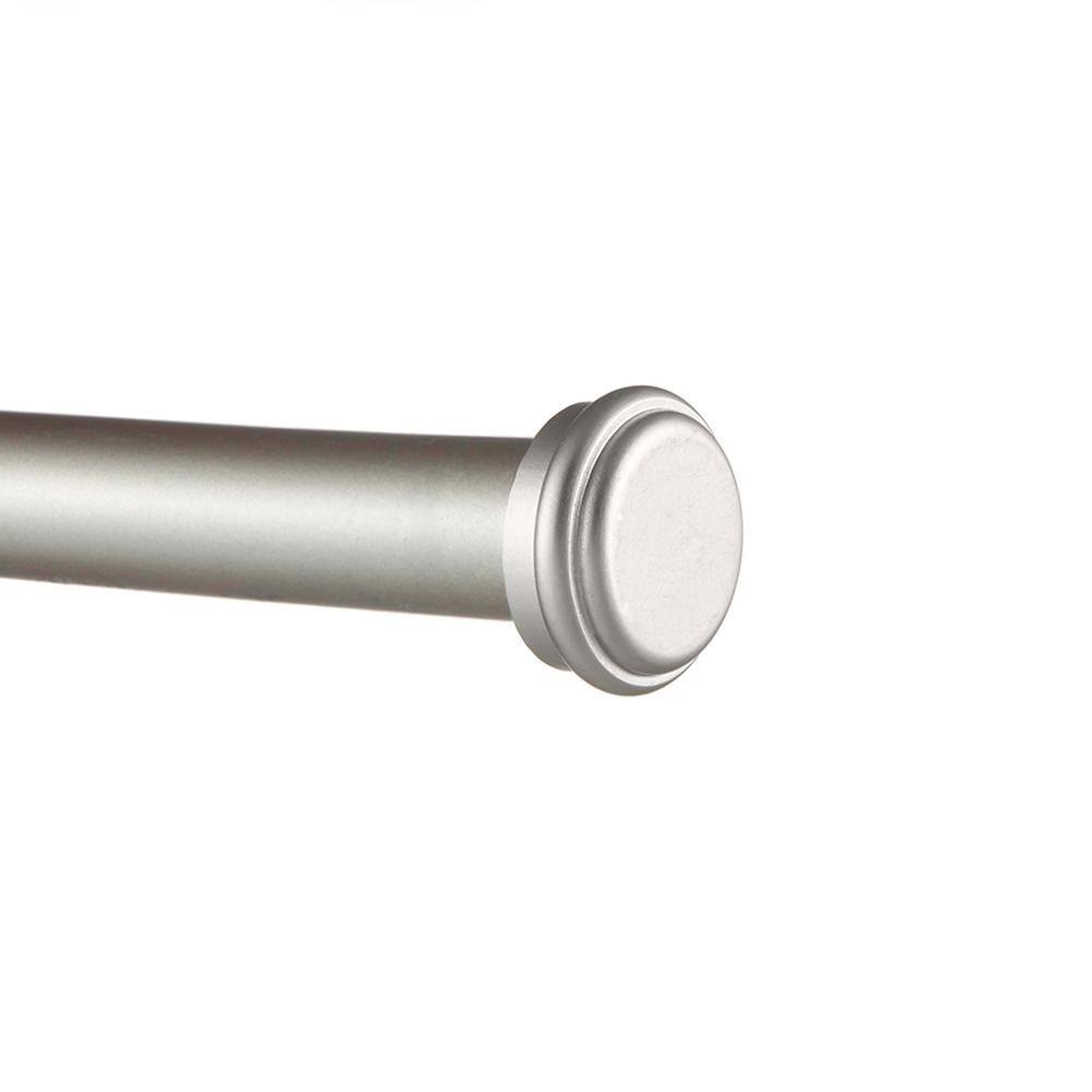 Matte Silver Adjustable Iron Curtain Rod with Finials