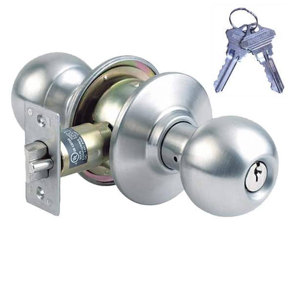 Premier Lock Stainless Steel Grade 2 Storeroom Door Knob with 2 SC1 Keys
