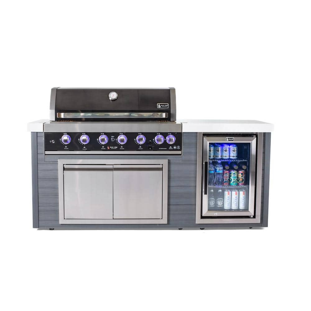 Mont Alpi 6 Ft Propane Outdoor Kitchen Island w/ Fridge in