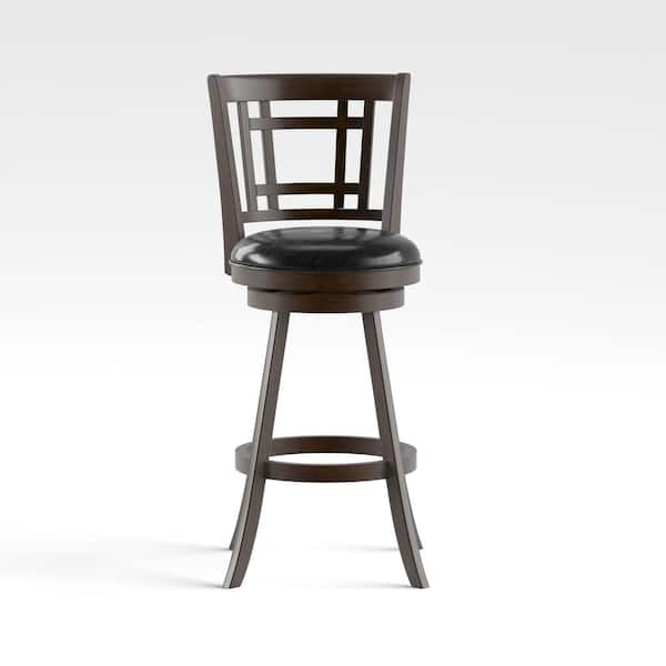 Furniture of America Adilah 30 in. Brown Cherry Cushioned Swivel Bar Stool