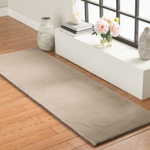 Piper Taupe 2 ft. x 7 ft. Solid Polyester Runner Rug