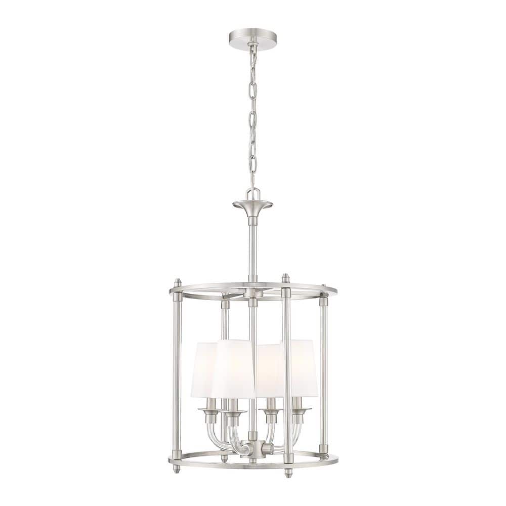 Katerina 4 Light Brushed Nickel Shaded Empire Chandelier for Indoor Use wit