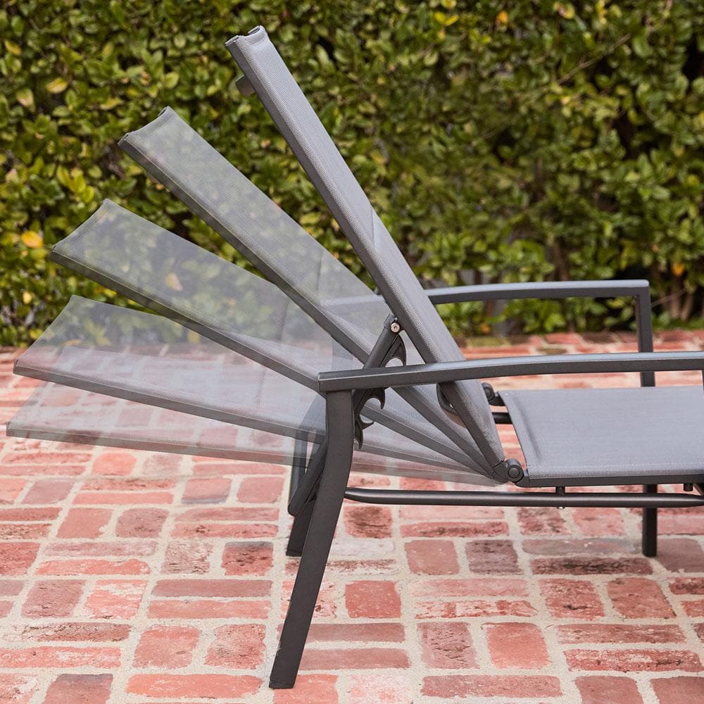 Halsted Deluxe Cool Gray Padded Sling Outdoor Chaise Lounge