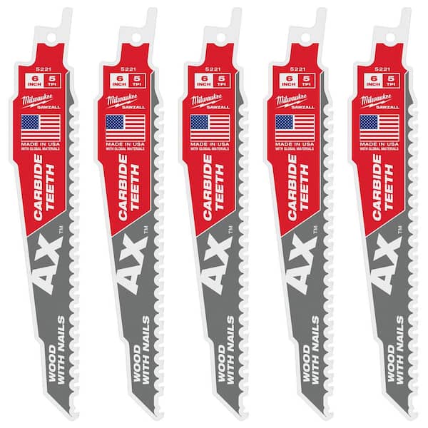 Milwaukee 6 in. 5 TPI AX Carbide Teeth Demolition Nail-Embedded