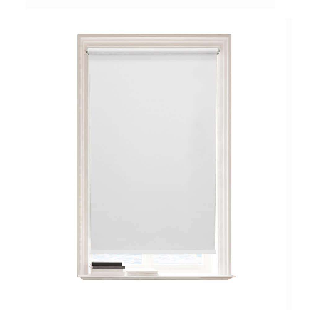Cut-to-Size White Cordless Room Darkening Vinyl Roller Shades 37 in. W x 78