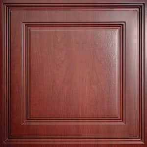 Oxford Faux Wood-Cherry 2 ft. x 2 ft. Lay-in Ceiling Panel (Case of 6)