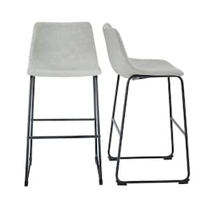 29-3/8 in. Grey Faux Leather Bar Stools (Set of 2)