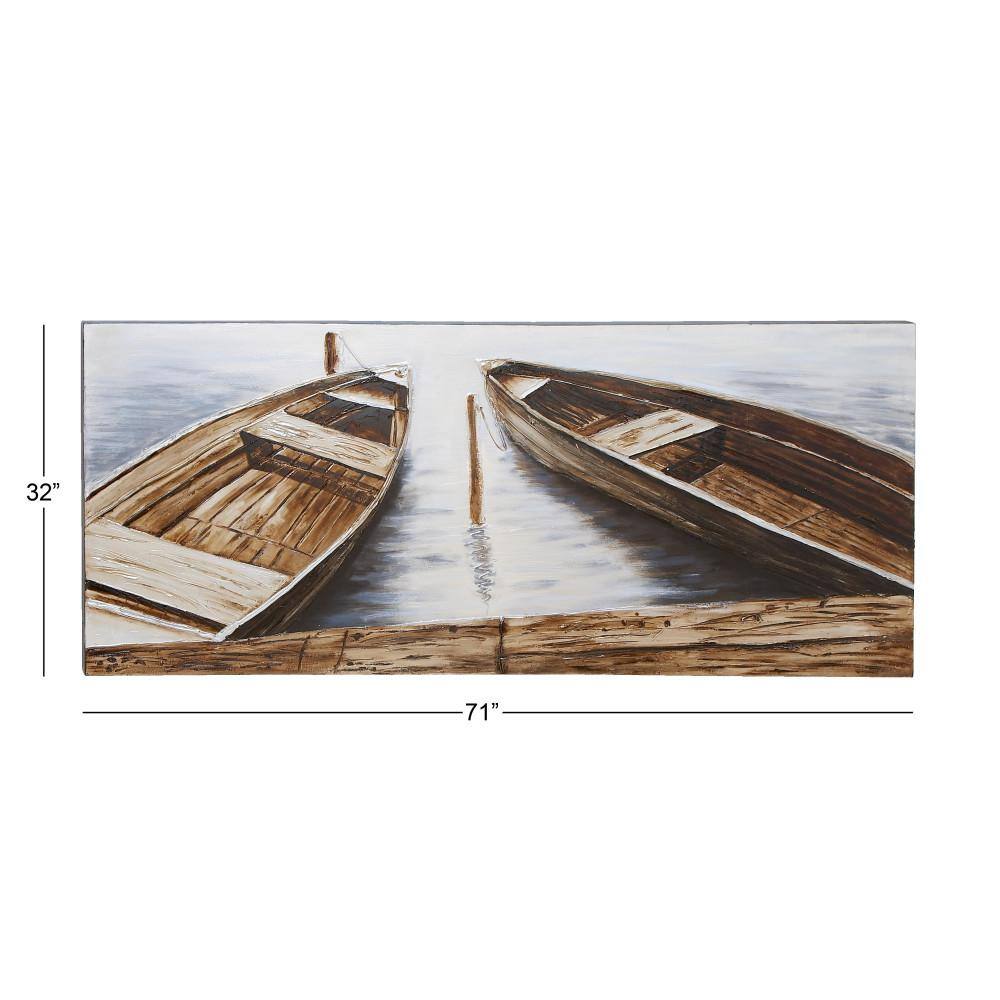 Large Brown and Blue Nautical Canvas Wall Art