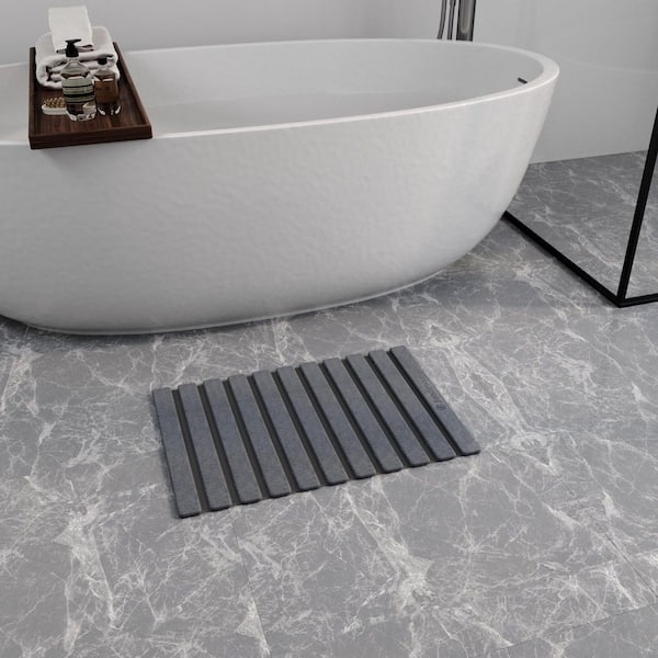 Gray 15.4 in. x 23.6 in. Diatomaceous Earth Bathroom Mat, Folding Model Stone Bath Mat