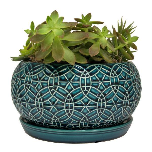 Trendspot 18 in. Blue Pinequilt Ceramic Planter CR00869S-180M - The Home  Depot