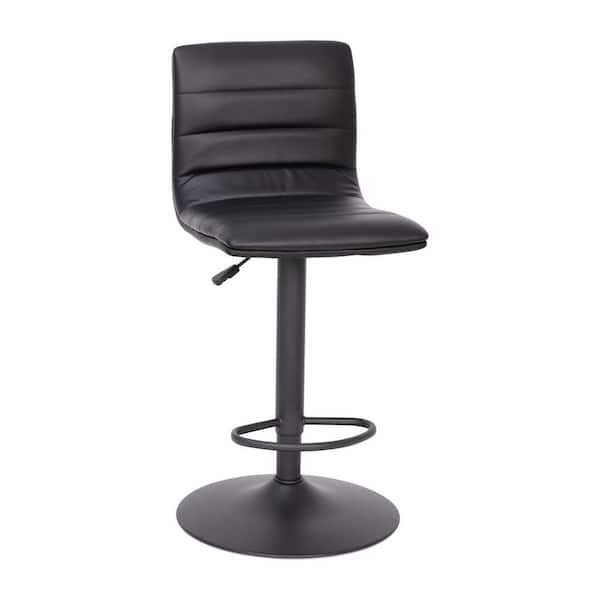 TAYLOR + LOGAN 44 in. Black/Black Frame Mid Metal Bar Stool with Vinyl Seat