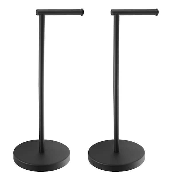 ATKING Bathroom Freestanding Toilet Paper Holder Tissue Roll Holder in Stainless Steel Matte Black(2 Pack)