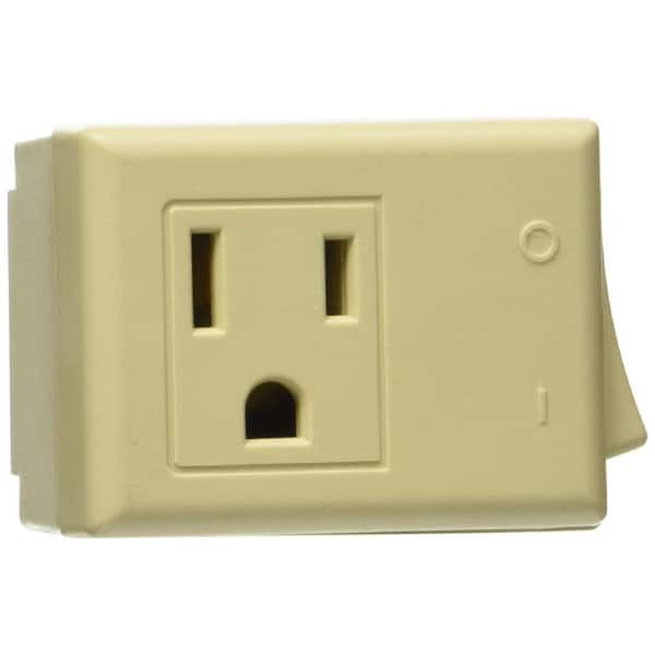 Leviton 1-Outlet 15 Amp Grounded Plug-In Switch Tap with On/Off Switch, Ivory
