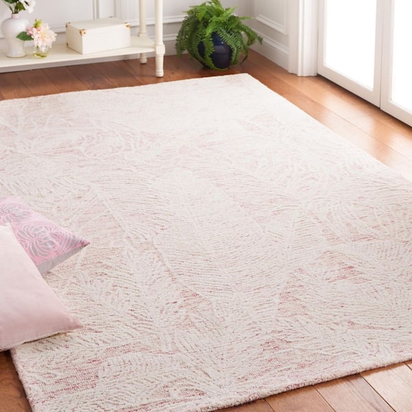 Metro 5 ft. x 8 ft. Pink/Ivory Distressed Floral Marle Area Rug