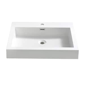 Alto 23 in. Drop-In Acrylic Bathroom Sink in White with Integrated Bowl