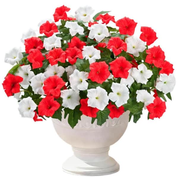 4 Bundles 15.7 in. Red White Color Indoor/Outdoor Artificial