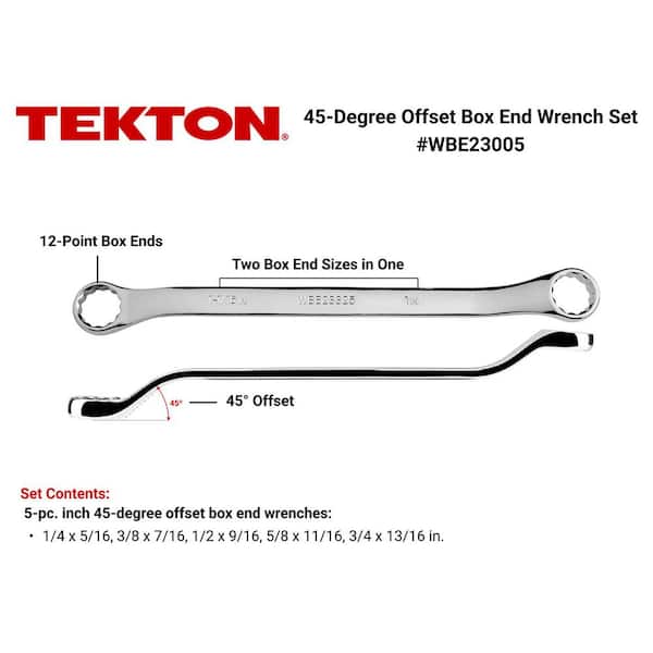 45-Degree Offset Box End Wrench Set, 5-Piece (1/4-13/16 in.)