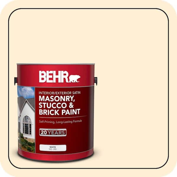 5 gal. #M270-1 Pearly White Satin Interior/Exterior Masonry, Stucco and Brick Paint