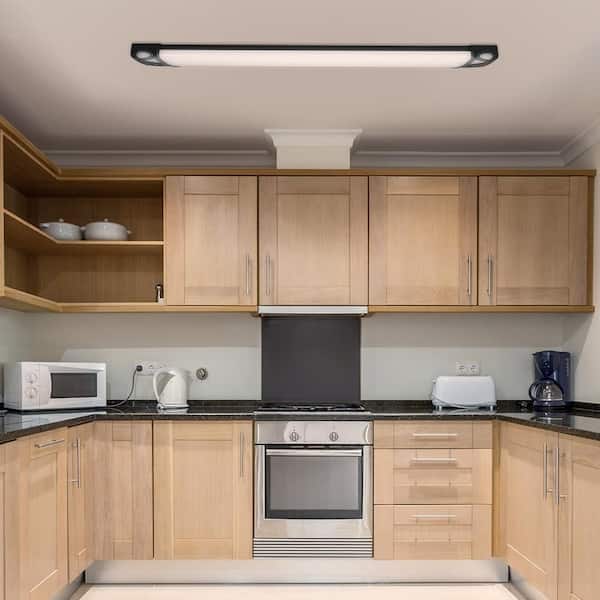 2-Pack 4 ft. Matte Black Triangle Design End Caps 5250LM 75W Integrated LED Wraparound Light Adjustable CCT Night Light