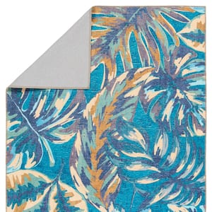 Vibe Cantania Blue/Beige 9 ft. x 12 ft. Powerloomed Floral Polyester Area Rug